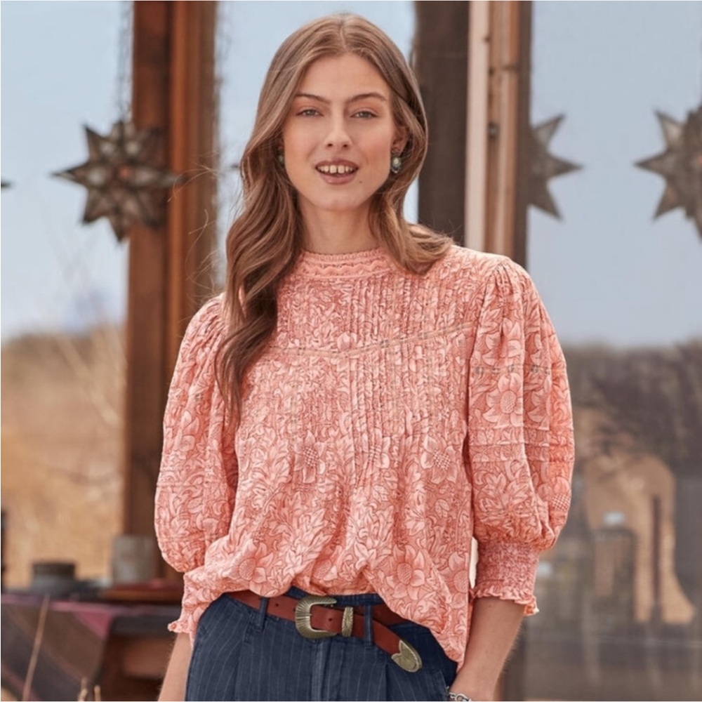 Sundance Grand Fleur Sienna Floral Puff Sleeve Top